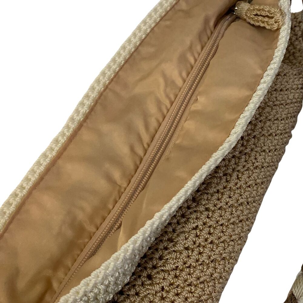 The Sak Woven Crochet Shoulder / Crossbody Bag Tan & Pink Braided Strap - Picture 5 of 13